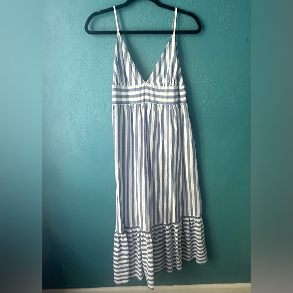 J. Crew blue white striped dress size large